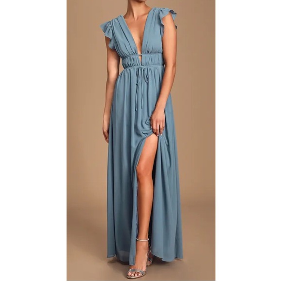Lulus Dresses & Skirts - Women's Lulus Dress Boho Slate Blue Maxi Dress Size L